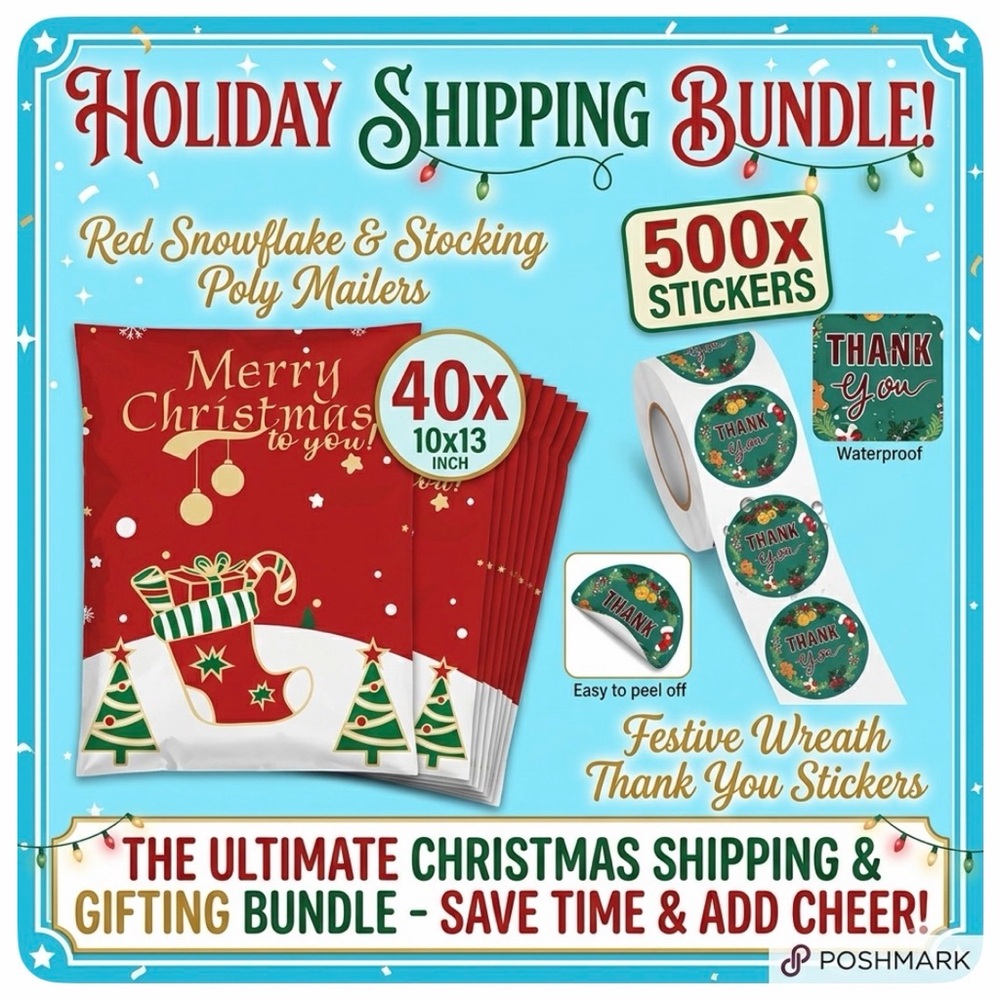 40 10x13 Poly Mailers & 500 Thank You Stickers